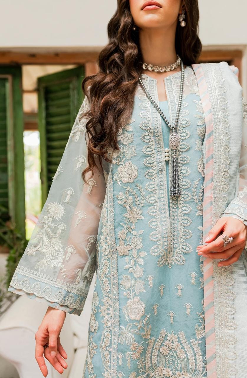 Maryum N Maria | Sorina Luxury Chiffon 23 | Sky Light (MW23-502) by Designer Maryum N Maria - House of Maryam - Pakistani Designer Ethnic Wear in {{ shop.shopifyCountryName }}