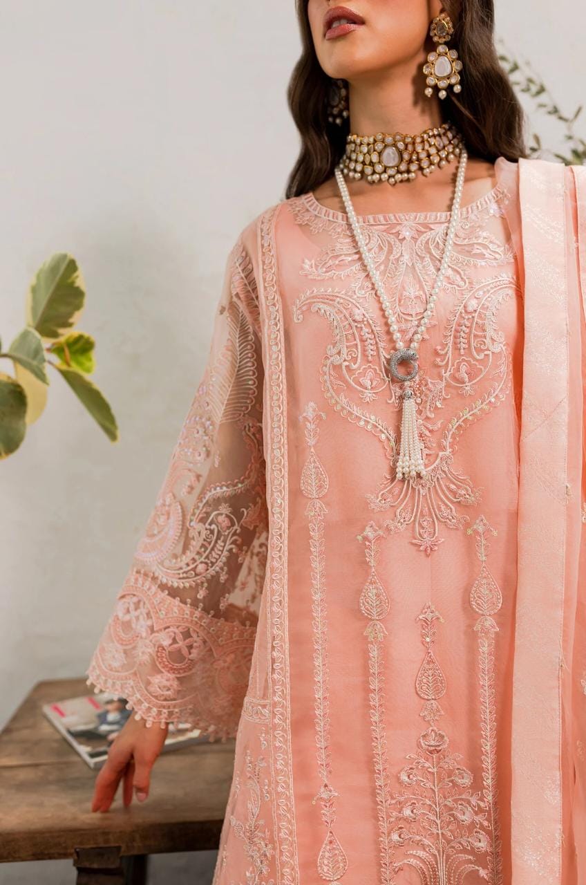 Maryum N Maria | Sorina Luxury Chiffon 23 | Peach Parfait (MW23-505) -  Maryum N Maria Formal - Original Designer Dress - House of Maryam