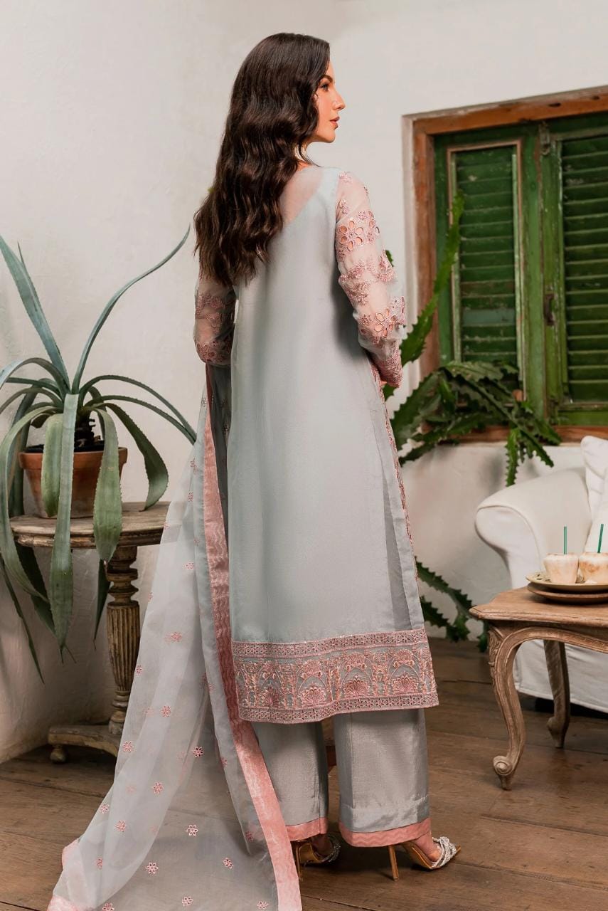 Maryum N Maria | Sorina Luxury Chiffon 23 | Dawn Blue (MW23-510) by Designer Maryum N Maria - House of Maryam - Pakistani Designer Ethnic Wear in {{ shop.shopifyCountryName }}