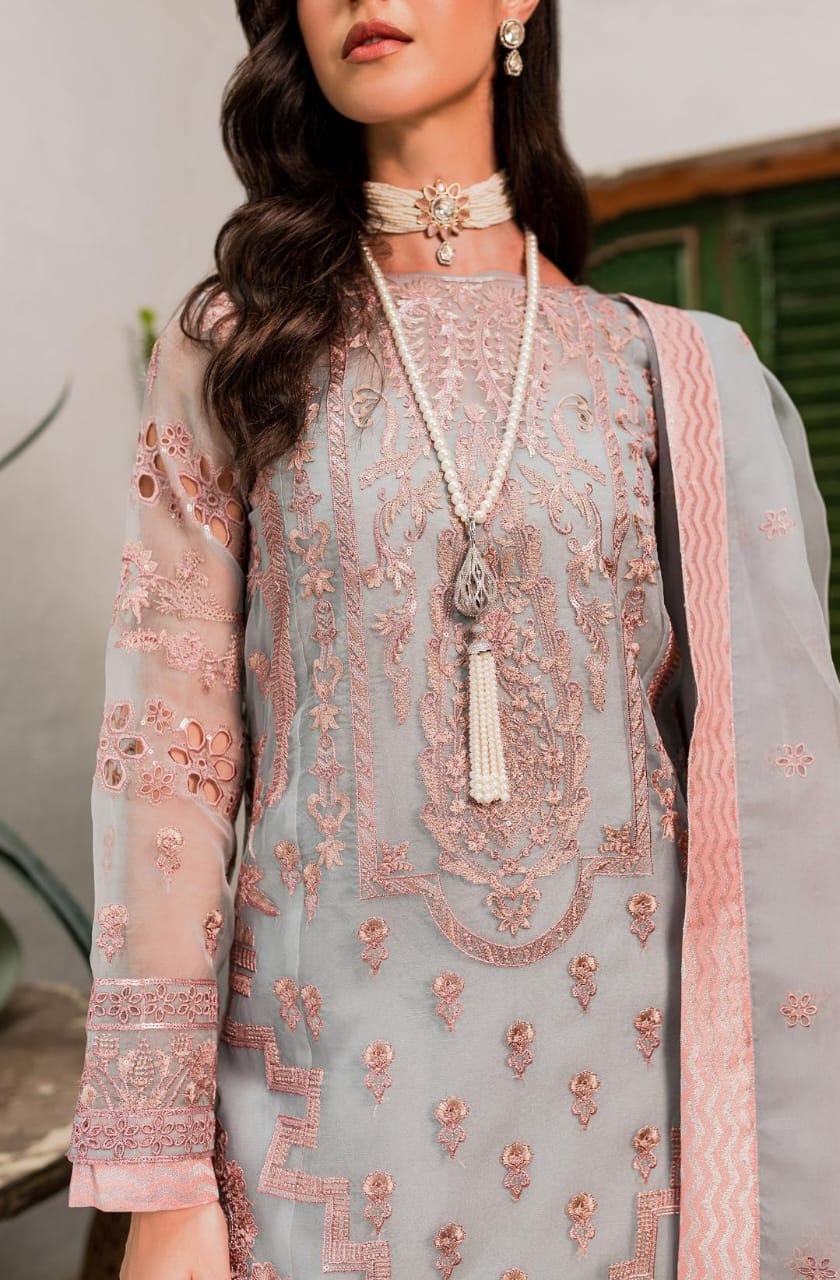 Maryum N Maria | Sorina Luxury Chiffon 23 | Dawn Blue (MW23-510) -  Maryum N Maria Formal - Original Designer Dress - House of Maryam