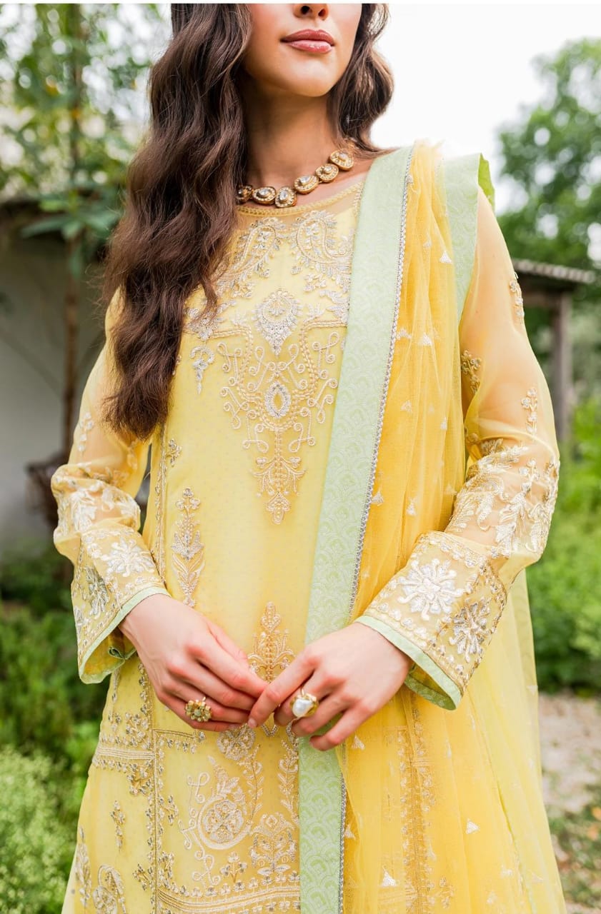 Maryum N Maria | Sorina Luxury Chiffon 23 | Lemon Zest (MW23-508) -  Maryum N Maria Formal - Original Designer Dress - House of Maryam