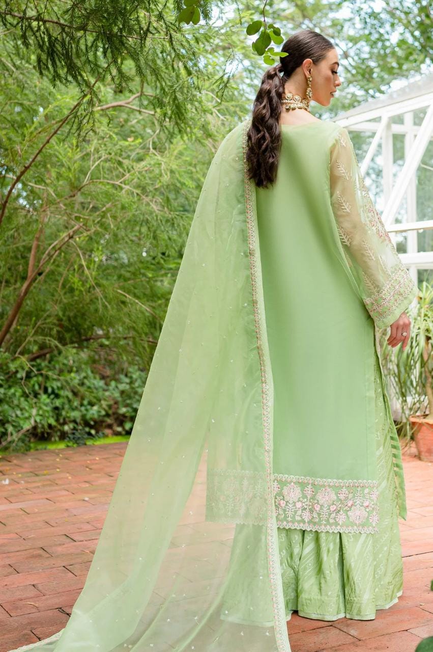 Maryum N Maria | Sorina Luxury Chiffon 23 | Lilly Green (MW23-506) -  Maryum N Maria Formal - Original Designer Dress - House of Maryam