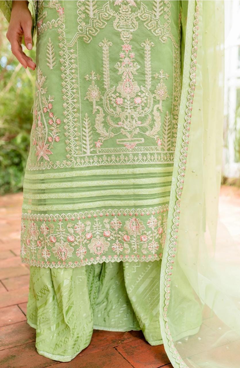 Maryum N Maria | Sorina Luxury Chiffon 23 | Lilly Green (MW23-506) by Designer Maryum N Maria - House of Maryam - Pakistani Designer Ethnic Wear in {{ shop.shopifyCountryName }}