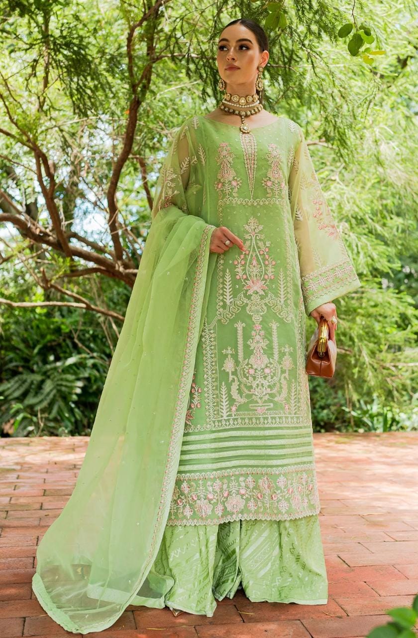 Maryum N Maria | Sorina Luxury Chiffon 23 | Lilly Green (MW23-506) by Designer Maryum N Maria - House of Maryam - Pakistani Designer Ethnic Wear in {{ shop.shopifyCountryName }}