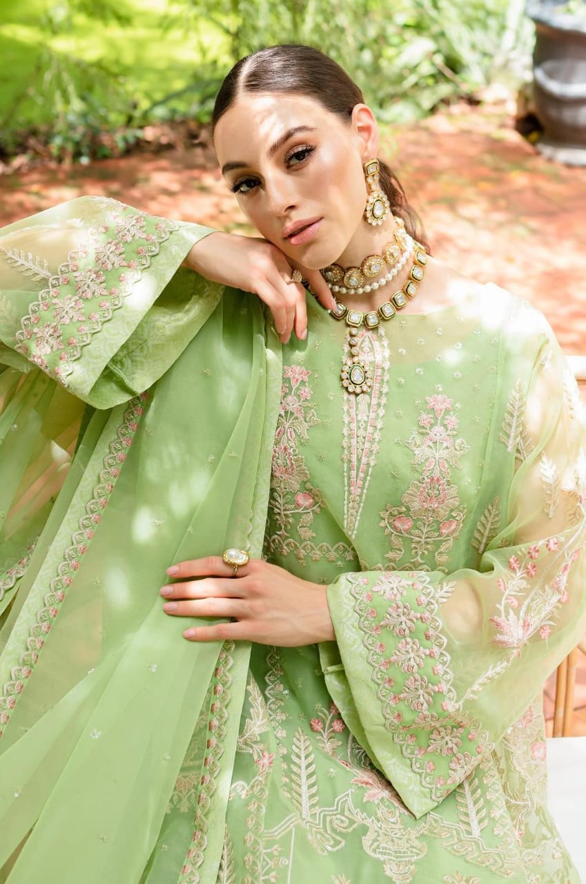 Maryum N Maria | Sorina Luxury Chiffon 23 | Lilly Green (MW23-506) -  Maryum N Maria Formal - Original Designer Dress - House of Maryam