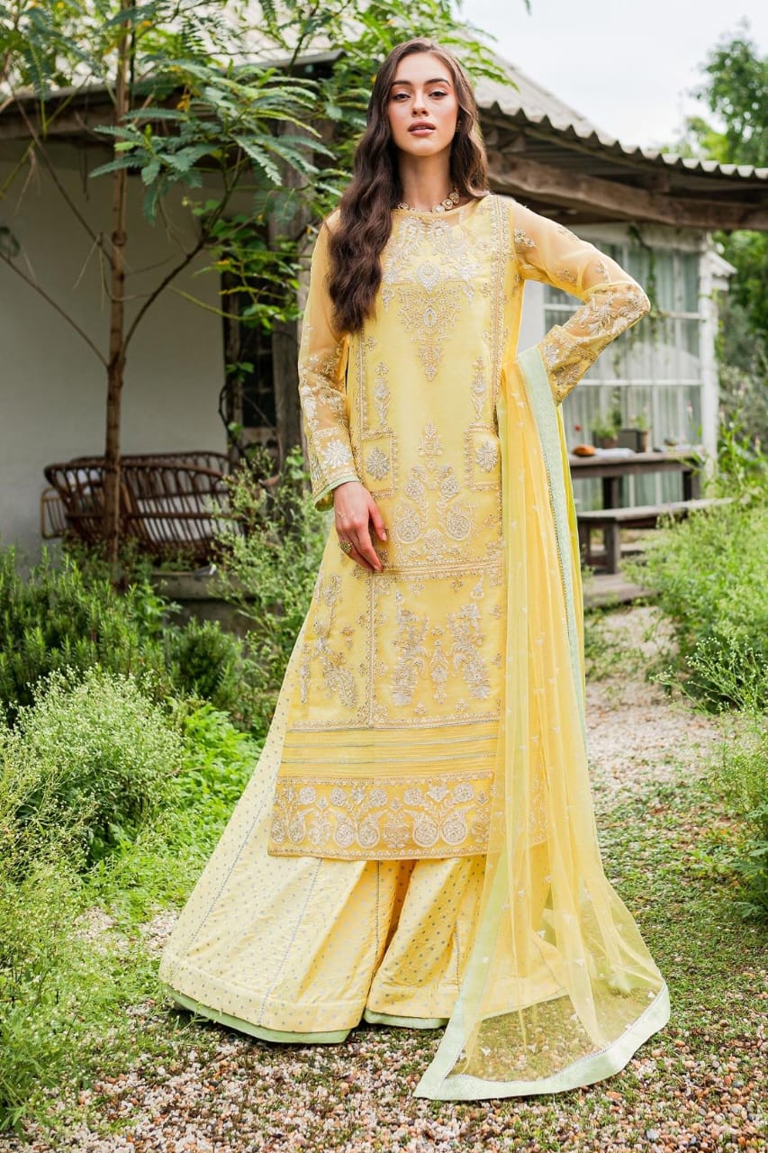 Maryum N Maria | Sorina Luxury Chiffon 23 | Lemon Zest (MW23-508) by Designer Maryum N Maria - House of Maryam - Pakistani Designer Ethnic Wear in {{ shop.shopifyCountryName }}