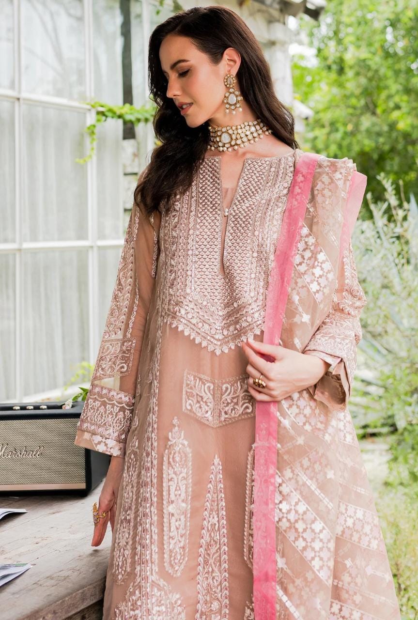 Maryum N Maria | Sorina Luxury Chiffon 23 | Peach Beige (MW23-503) -  Maryum N Maria Formal - Original Designer Dress - House of Maryam