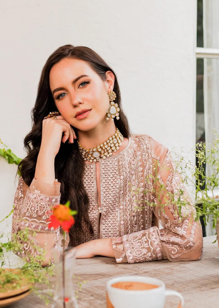 Maryum N Maria | Sorina Luxury Chiffon 23 | Peach Beige (MW23-503) -  Maryum N Maria Formal - Original Designer Dress - House of Maryam