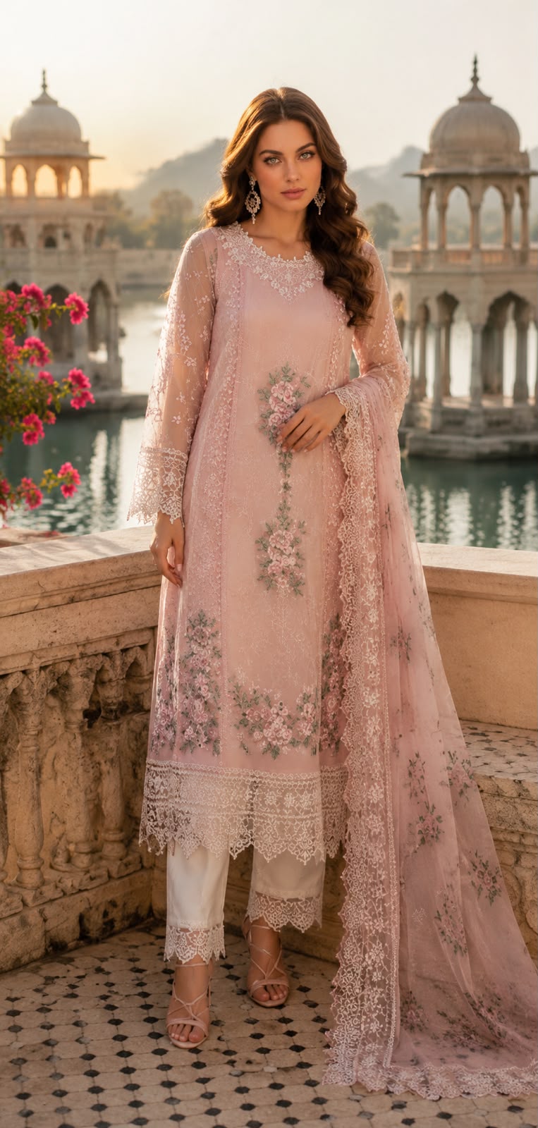 Saadia Asad | Nooriyah Luxury Chiffon | D2 - Satin Rose, image 4