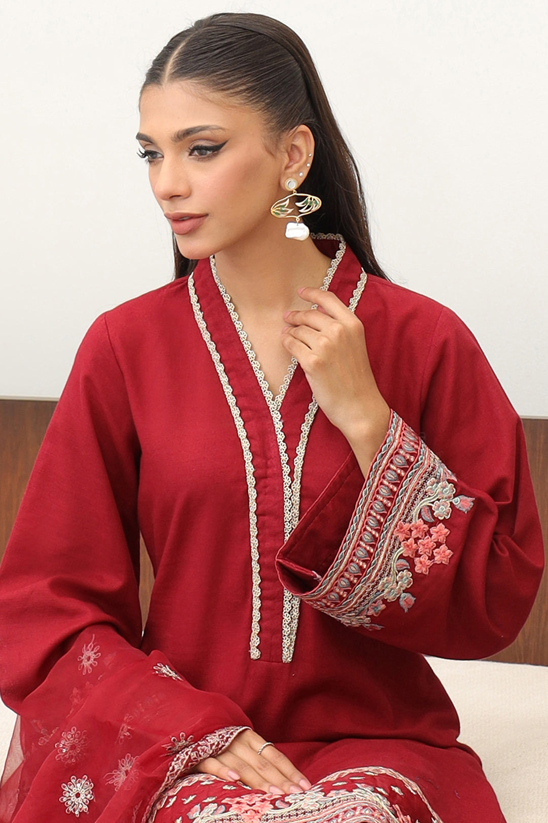 Zellbury | Winter Pret | Embroidered Kurta Dupatta Trouser - 3278 -  Zellbury Women Luxury Pret - Original Designer Dress - House of Maryam