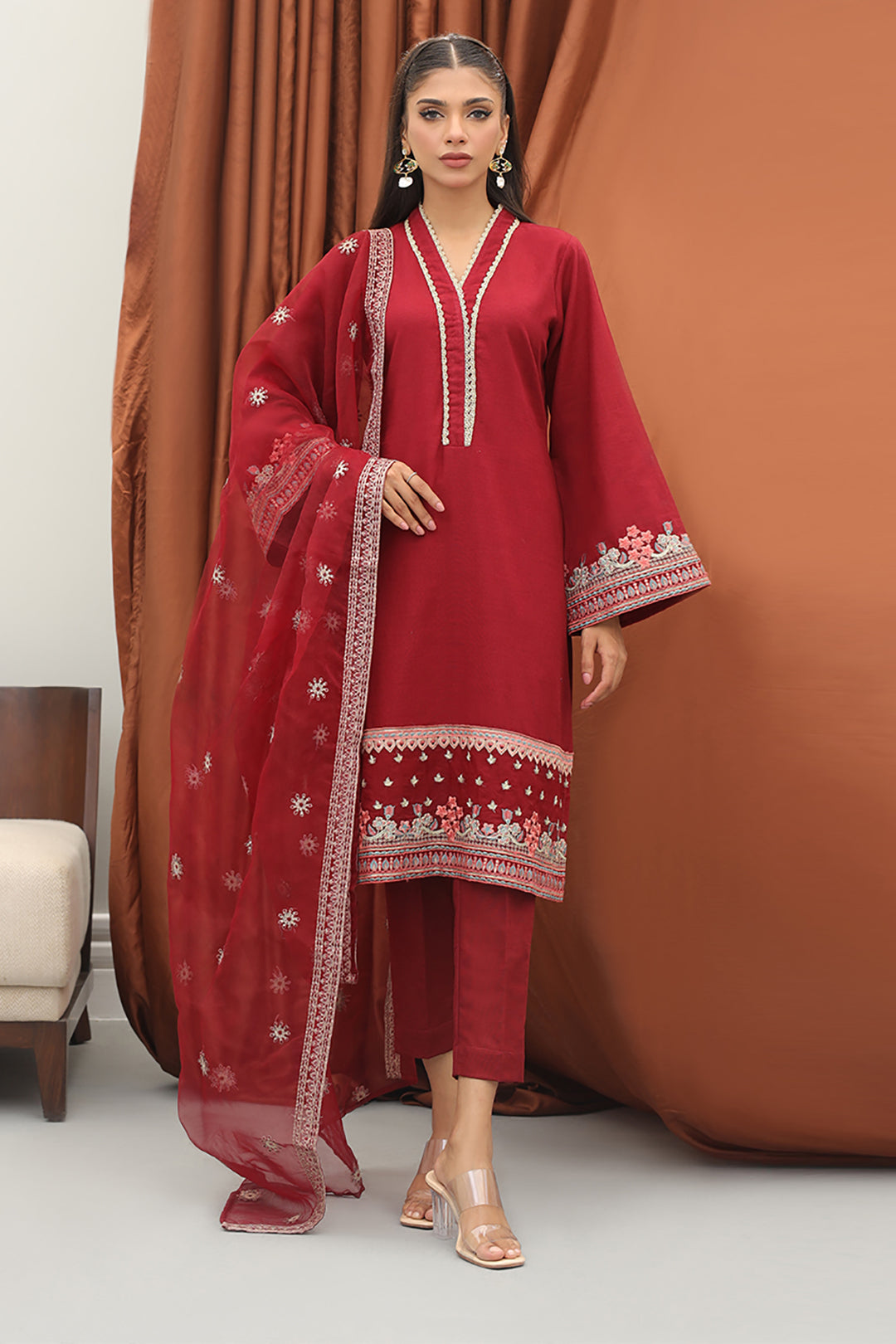 Zellbury | Winter Pret | Embroidered Kurta Dupatta Trouser - 3278