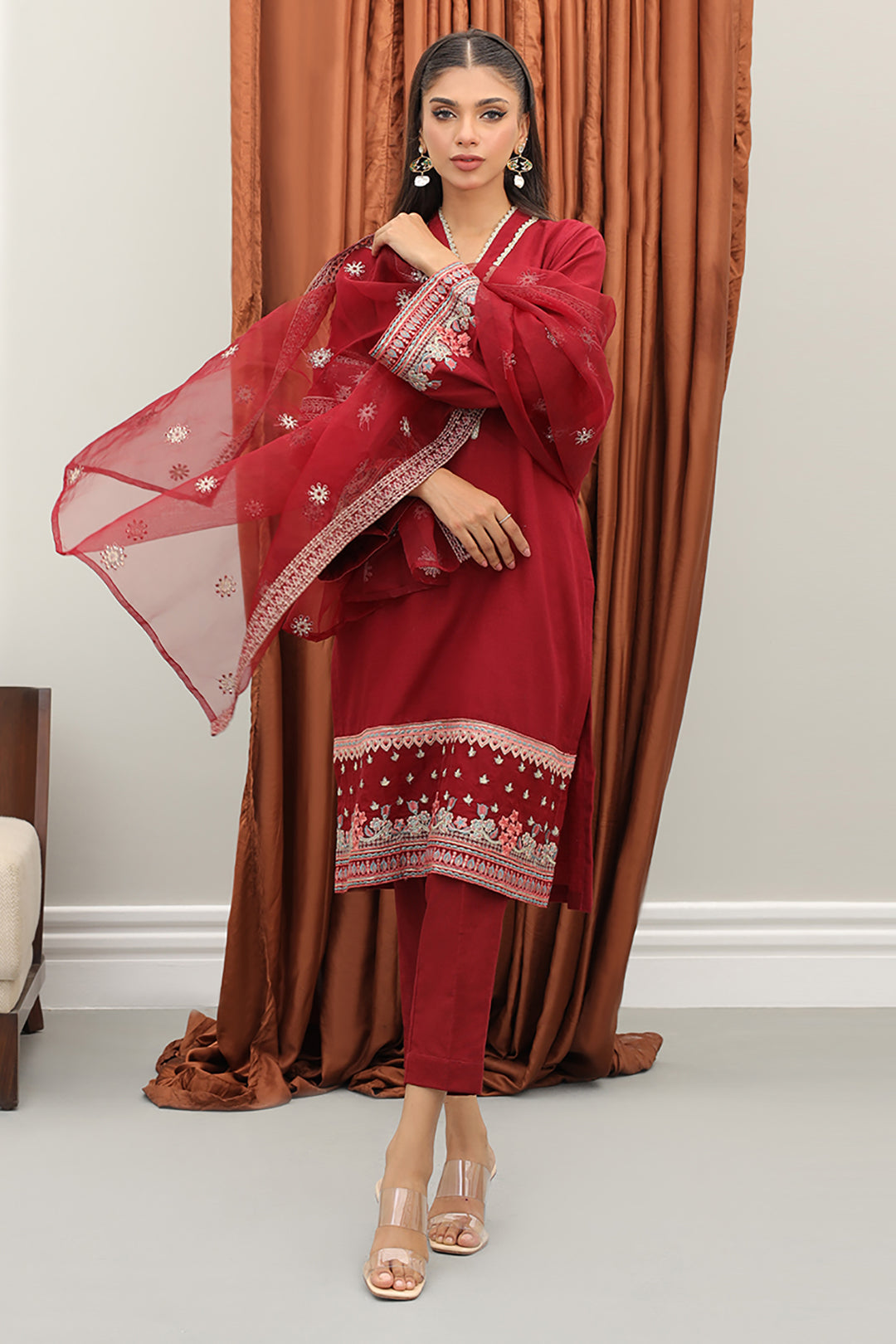 Zellbury | Winter Pret | Embroidered Kurta Dupatta Trouser - 3278 -  Zellbury Women Luxury Pret - Original Designer Dress - House of Maryam