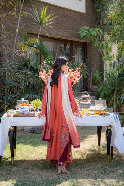 Wahaj M Khan | Pari Collection | Rust Maroon Kaftan Pari Outfit -  Wahaj M Khan Ladies Clothes - Original Designer Dress - House of Maryam