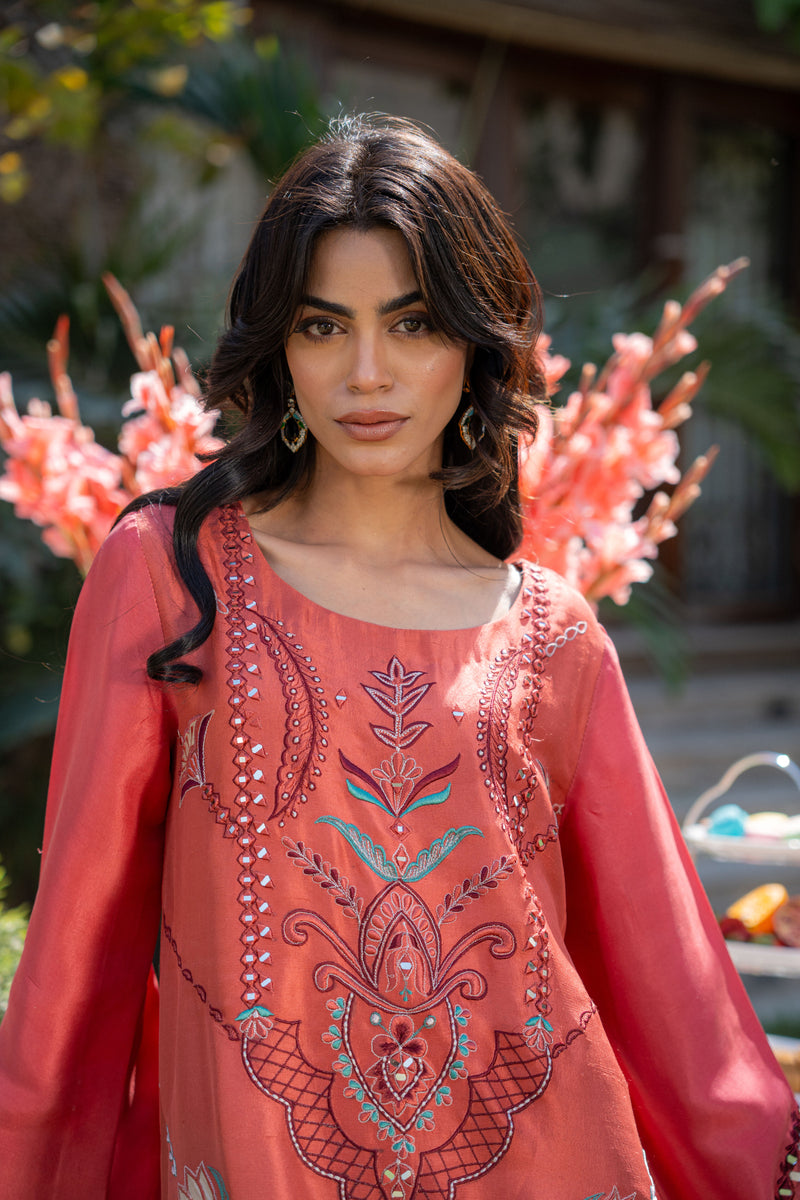 Wahaj M Khan | Pari Collection | Rust Maroon Kaftan Pari Outfit -  Wahaj M Khan Ladies Clothes - Original Designer Dress - House of Maryam
