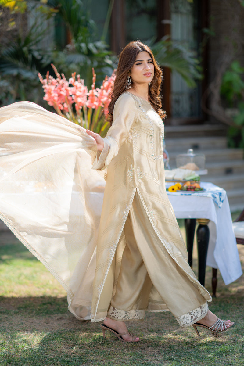 Wahaj M Khan | Pari Collection | Ivory biege Pari Outfit -  Wahaj M Khan Ladies Clothes - Original Designer Dress - House of Maryam