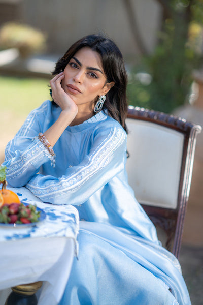 Wahaj M Khan | Pari Collection | Ferozi Pari Sheesha Outfi -  Wahaj M Khan Ladies Clothes - Original Designer Dress - House of Maryam