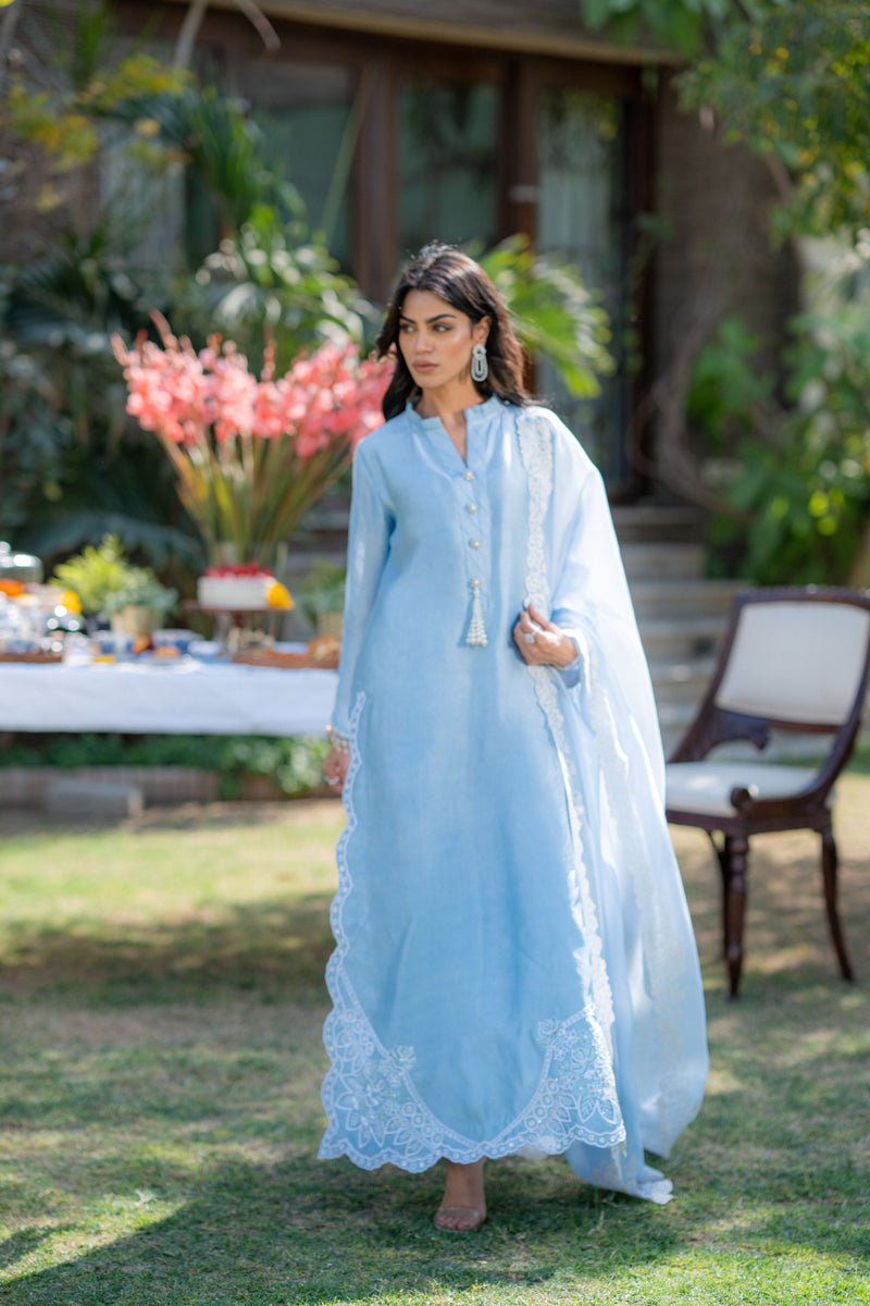 Wahaj M Khan | Pari Collection | Ferozi Pari Sheesha Outfi -  Wahaj M Khan Ladies Clothes - Original Designer Dress - House of Maryam