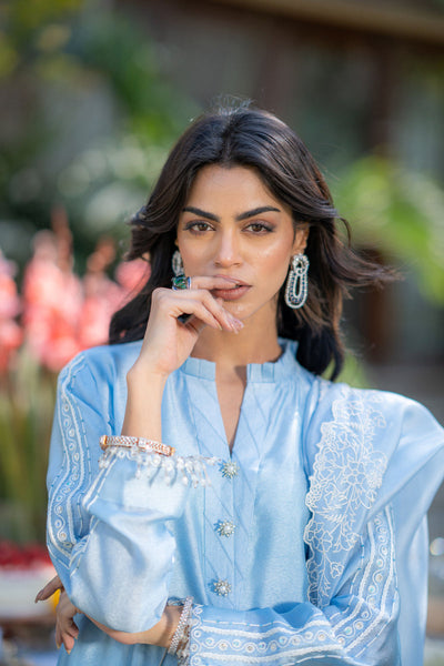 Wahaj M Khan | Pari Collection | Ferozi Pari Sheesha Outfi -  Wahaj M Khan Ladies Clothes - Original Designer Dress - House of Maryam