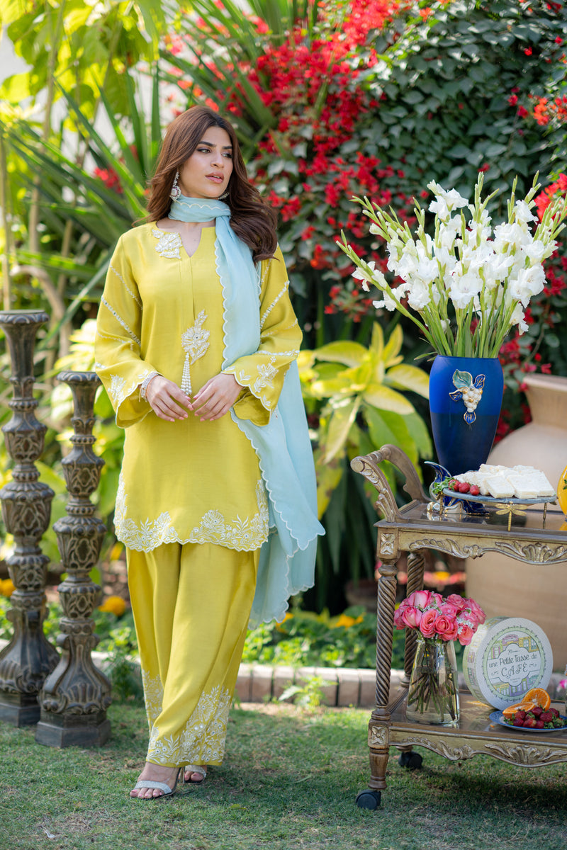 Wahaj M Khan | Pari Collection | Yellow Sheesha Pari Outfit -  Wahaj M Khan Ladies Clothes - Original Designer Dress - House of Maryam