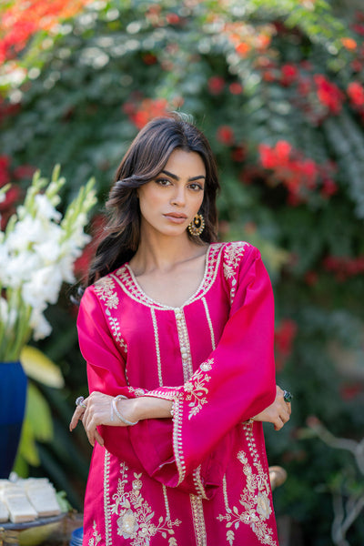 Wahaj M Khan | Pari Collection | Hotpink Sheesha Jacket -  Wahaj M Khan Ladies Clothes - Original Designer Dress - House of Maryam