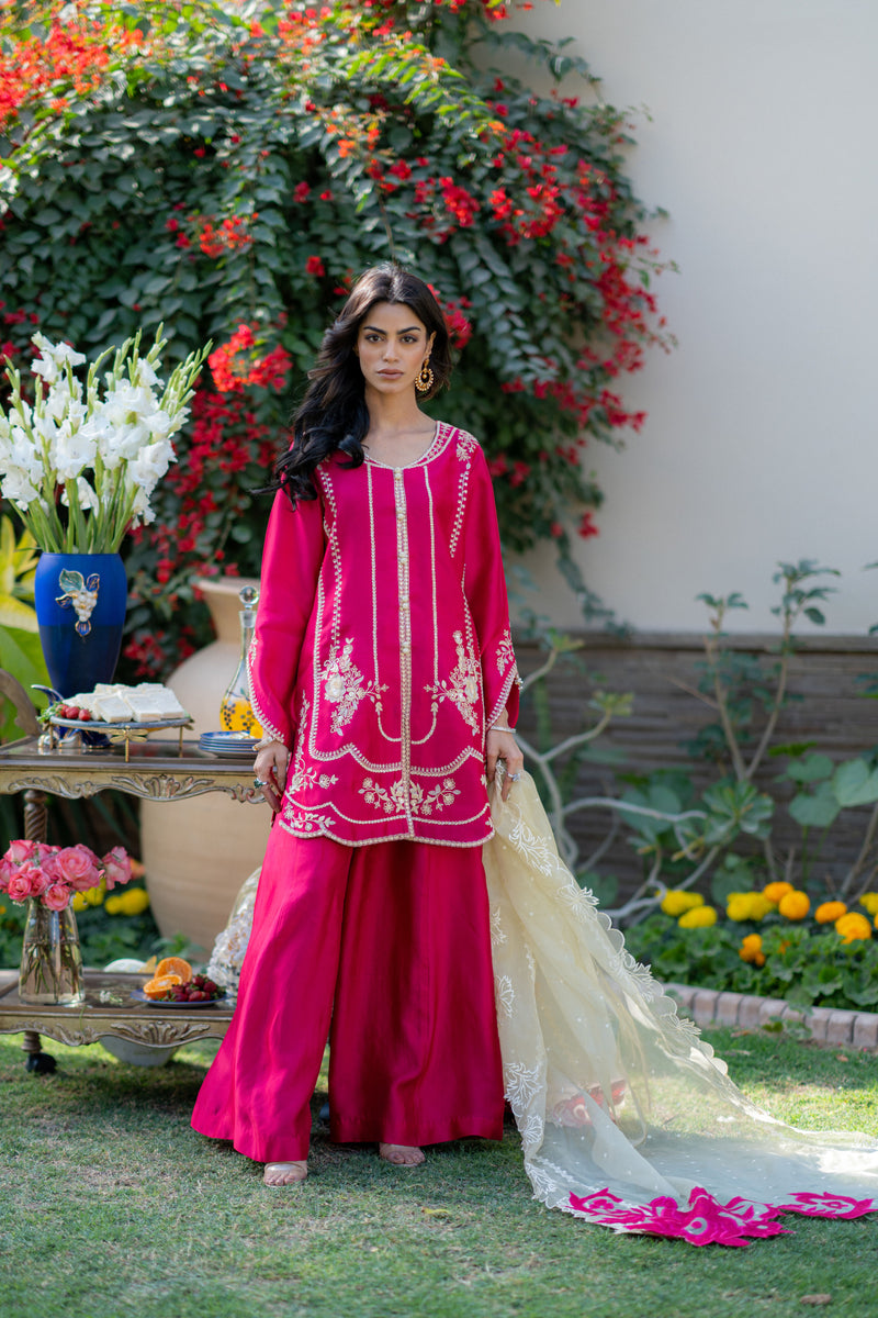 Wahaj M Khan | Pari Collection | Hotpink Sheesha Jacket -  Wahaj M Khan Ladies Clothes - Original Designer Dress - House of Maryam
