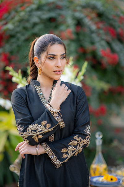 Wahaj M Khan | Pari Collection | Black Turquoise Pari Outfit -  Wahaj M Khan Ladies Clothes - Original Designer Dress - House of Maryam