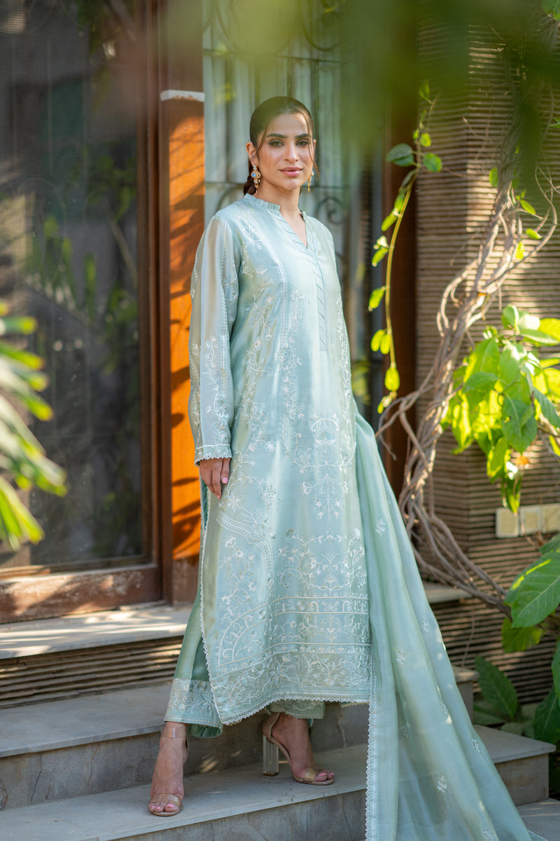 Wahaj M Khan | Pari Collection | Mint Sheesha Pari Set -  Wahaj M Khan Ladies Clothes - Original Designer Dress - House of Maryam