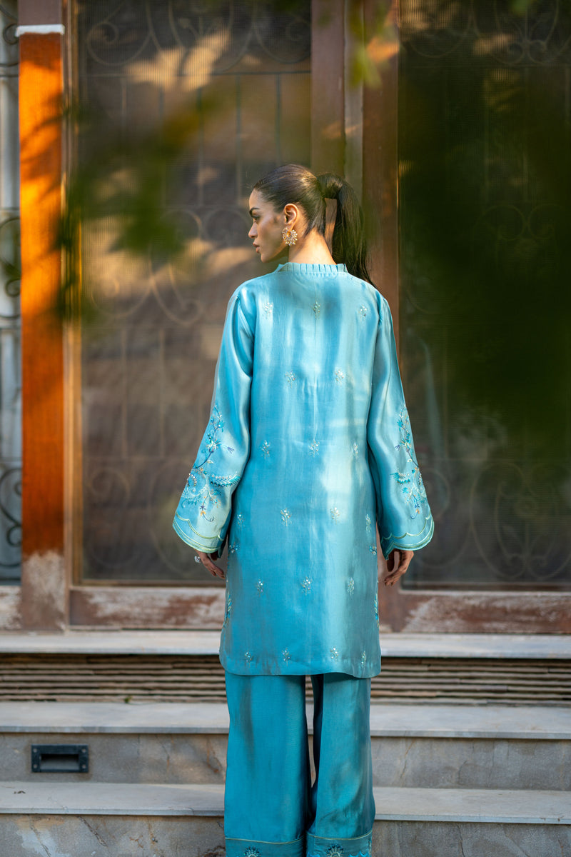 Wahaj M Khan | Pari Collection | Blue Grey Pari Outfit -  Wahaj M Khan Ladies Clothes - Original Designer Dress - House of Maryam