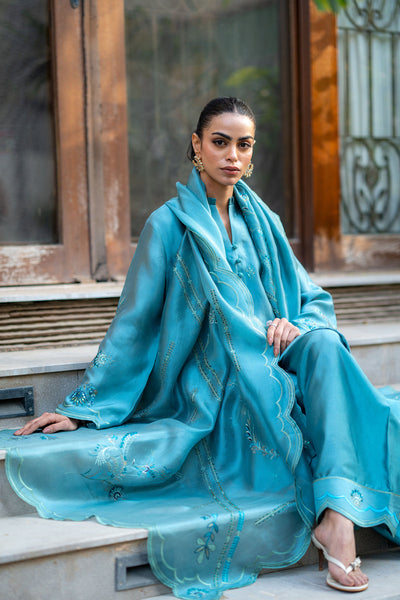 Wahaj M Khan | Pari Collection | Blue Grey Pari Outfit -  Wahaj M Khan Ladies Clothes - Original Designer Dress - House of Maryam