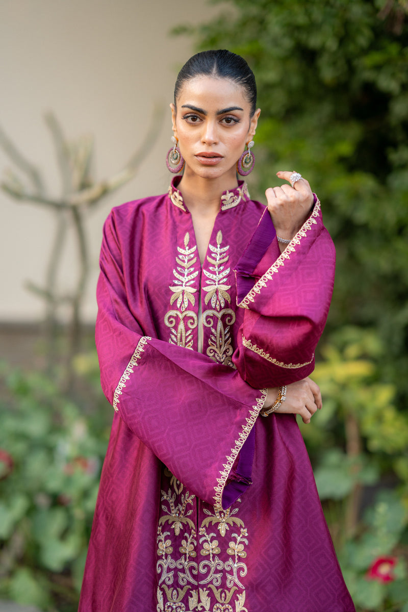 Wahaj M Khan | Pari Collection | Magenta cape Pari Outfit -  Wahaj M Khan Ladies Clothes - Original Designer Dress - House of Maryam