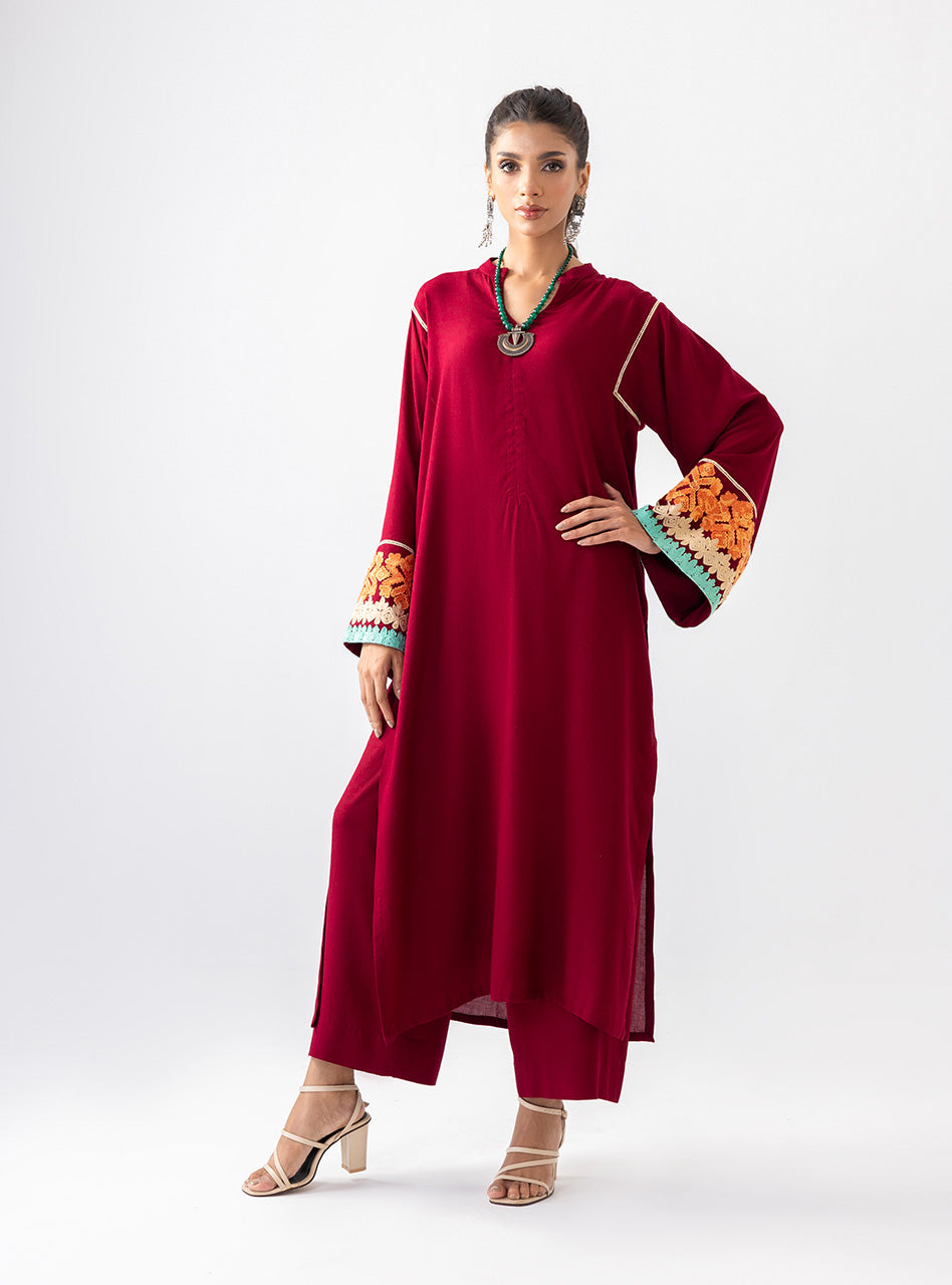 Zainab Chottani | Aara Casual Pret |  Divine Maroon -  Zainab Chottani Ladies Clothes - Original Designer Dress - House of Maryam