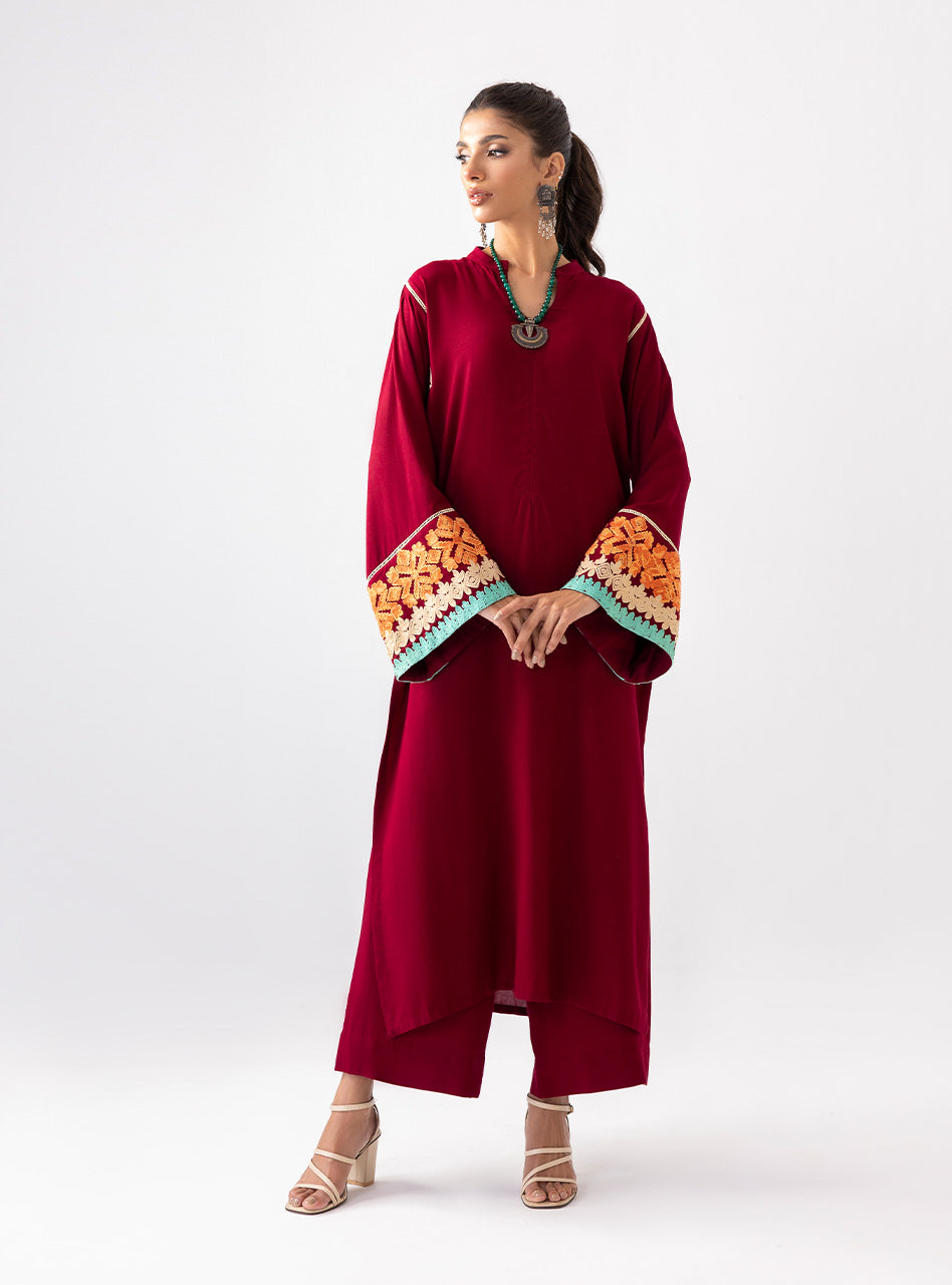 Zainab Chottani | Aara Casual Pret |  Divine Maroon