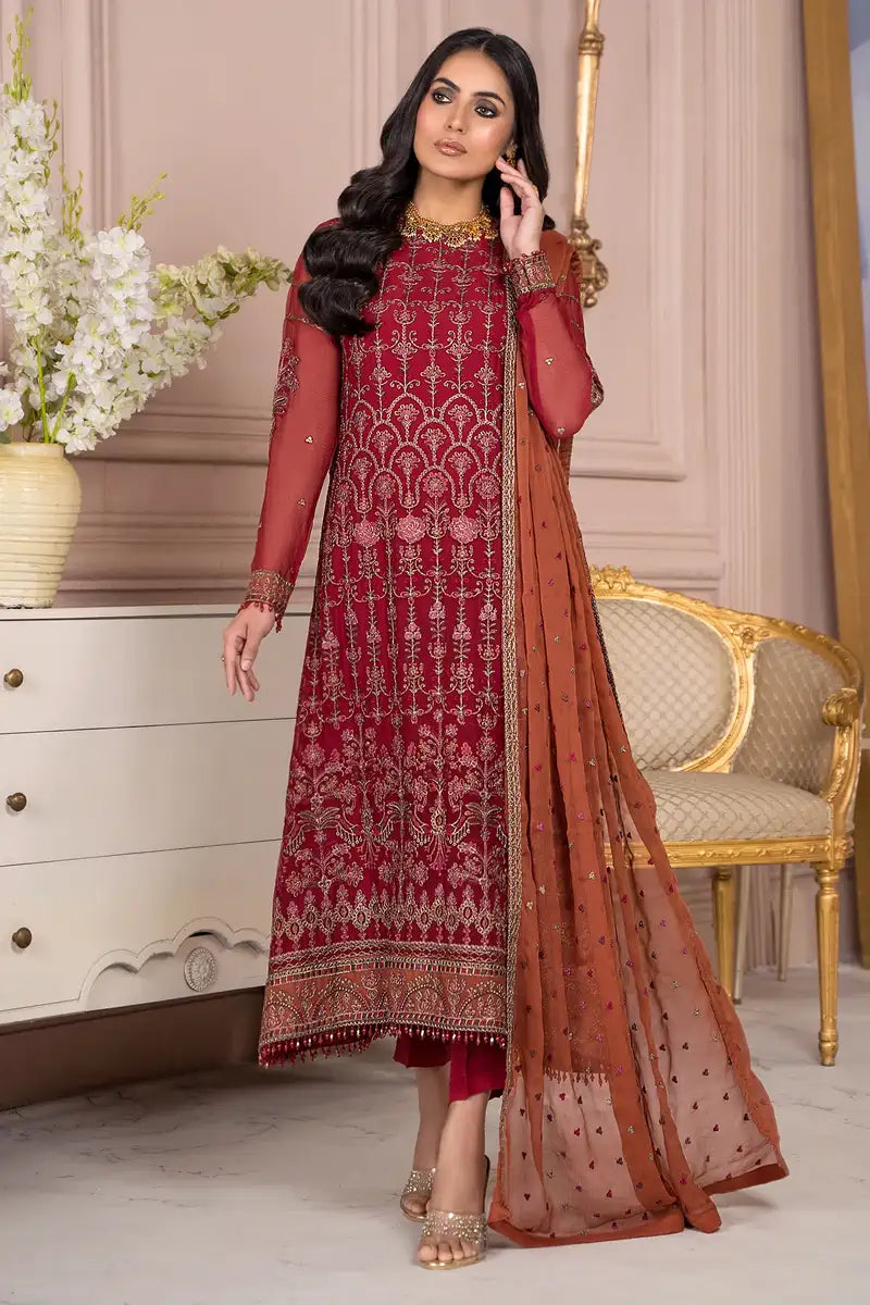 Zarif | Afreen Formals | ZA 08 GARNET by Designer Zarif - House of Maryam - Pakistani Designer Ethnic Wear in {{ shop.shopifyCountryName }}