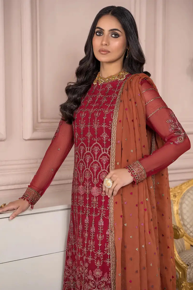 Zarif | Afreen Formals | ZA 08 GARNET -  Zarif Formal - Original Designer Dress - House of Maryam