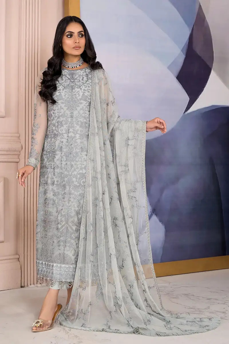 Zarif | Afreen Formals | ZA 02 STEEL GREY -  Zarif Formal - Original Designer Dress - House of Maryam
