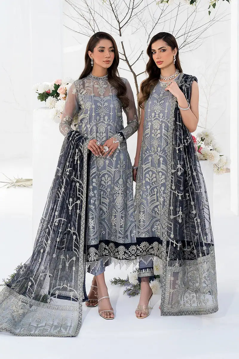 Zarif | LA CELESTE LUXURY Formals | ZLC 05 ASH GREY by Designer Zarif - House of Maryam - Pakistani Designer Ethnic Wear in {{ shop.shopifyCountryName }}