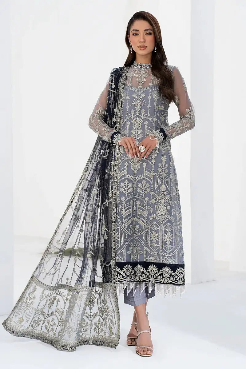 Zarif | LA CELESTE LUXURY Formals | ZLC 05 ASH GREY by Designer Zarif - House of Maryam - Pakistani Designer Ethnic Wear in {{ shop.shopifyCountryName }}