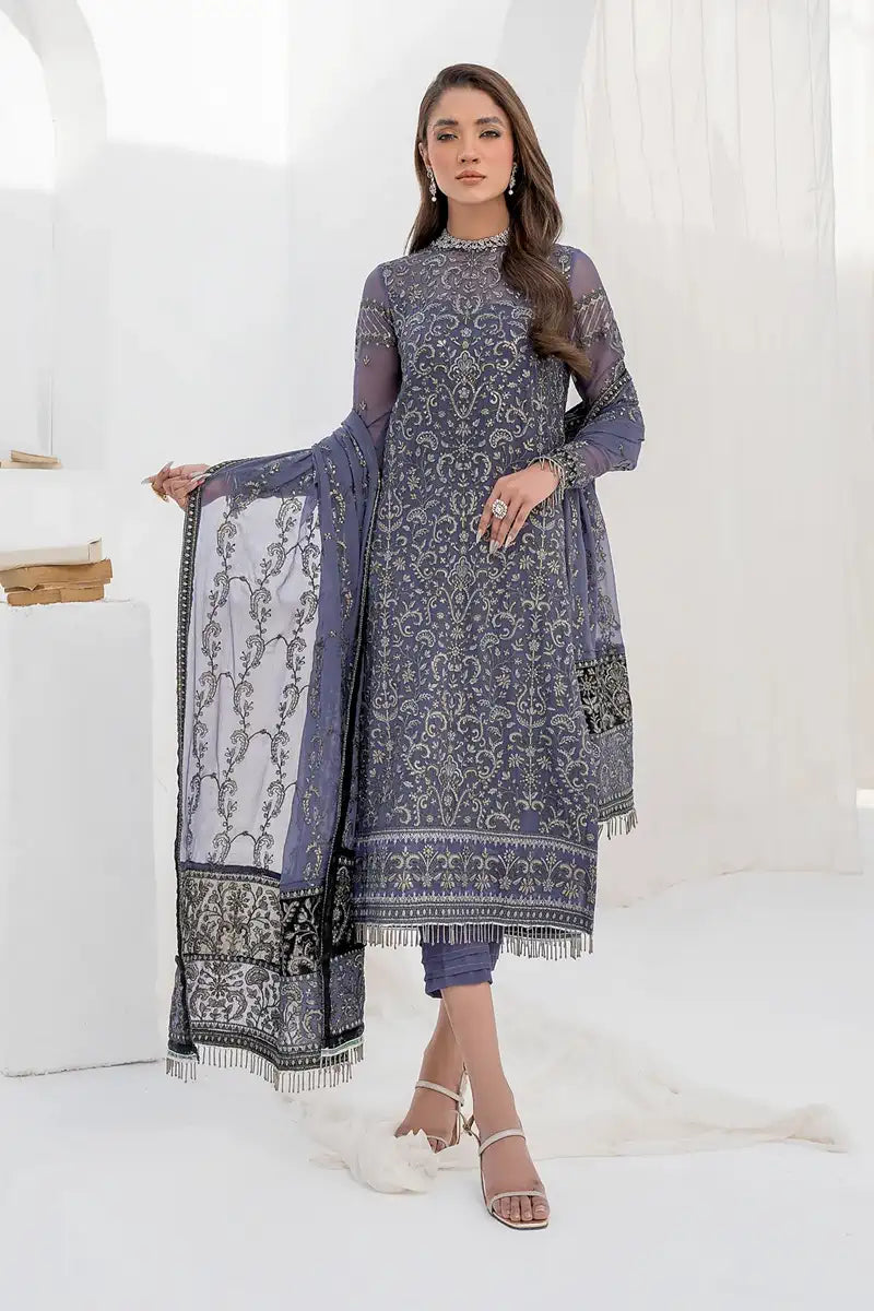 Zarif | LA CELESTE LUXURY Formals | ZLC 08 DUSTY TEAL by Designer Zarif - House of Maryam - Pakistani Designer Ethnic Wear in {{ shop.shopifyCountryName }}