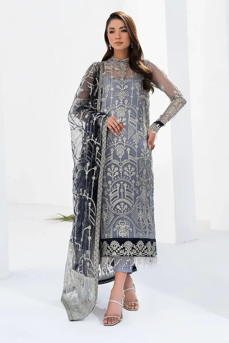 Zarif | LA CELESTE LUXURY Formals | ZLC 05 ASH GREY by Designer Zarif - House of Maryam - Pakistani Designer Ethnic Wear in {{ shop.shopifyCountryName }}