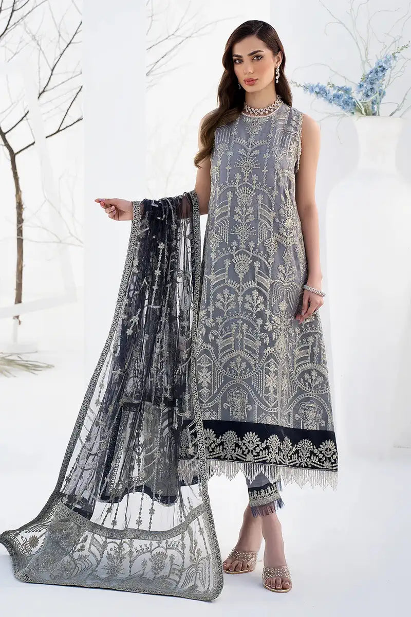 Zarif | LA CELESTE LUXURY Formals | ZLC 05 ASH GREY by Designer Zarif - House of Maryam - Pakistani Designer Ethnic Wear in {{ shop.shopifyCountryName }}