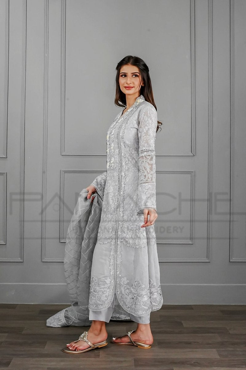 Panache | Pret | A Pastel Gray Dream -  Panache By Mona  - Original Designer Dress - House of Maryam