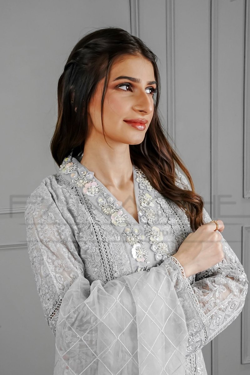 Panache | Pret | A Pastel Gray Dream -  Panache By Mona  - Original Designer Dress - House of Maryam