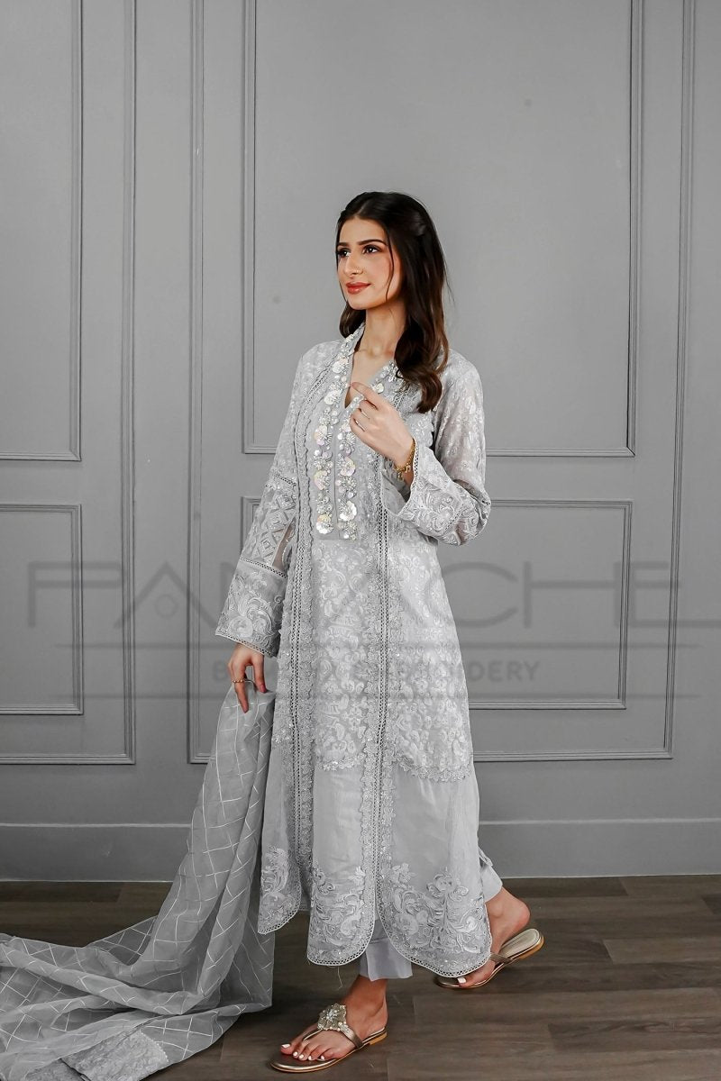Panache | Pret | A Pastel Gray Dream -  Panache By Mona  - Original Designer Dress - House of Maryam
