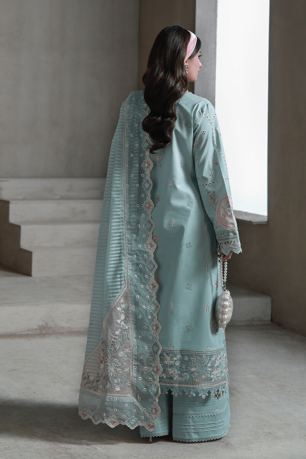 Aabyaan | Saagar Luxury Festive Lawn 26 | AABAN (AL-10)-Brand:Aabyaan-Type:Ladies Clothes-Ice Blue-Lawn-House of Maryam- Buy in UK, USA