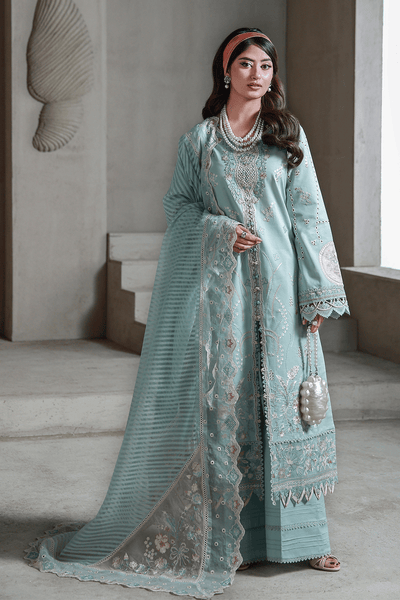 Aabyaan | Saagar Luxury Festive Lawn 26 | AABAN (AL-10)-Brand:Aabyaan-Type:Ladies Clothes-Ice Blue-Lawn-House of Maryam- Buy in UK, USA