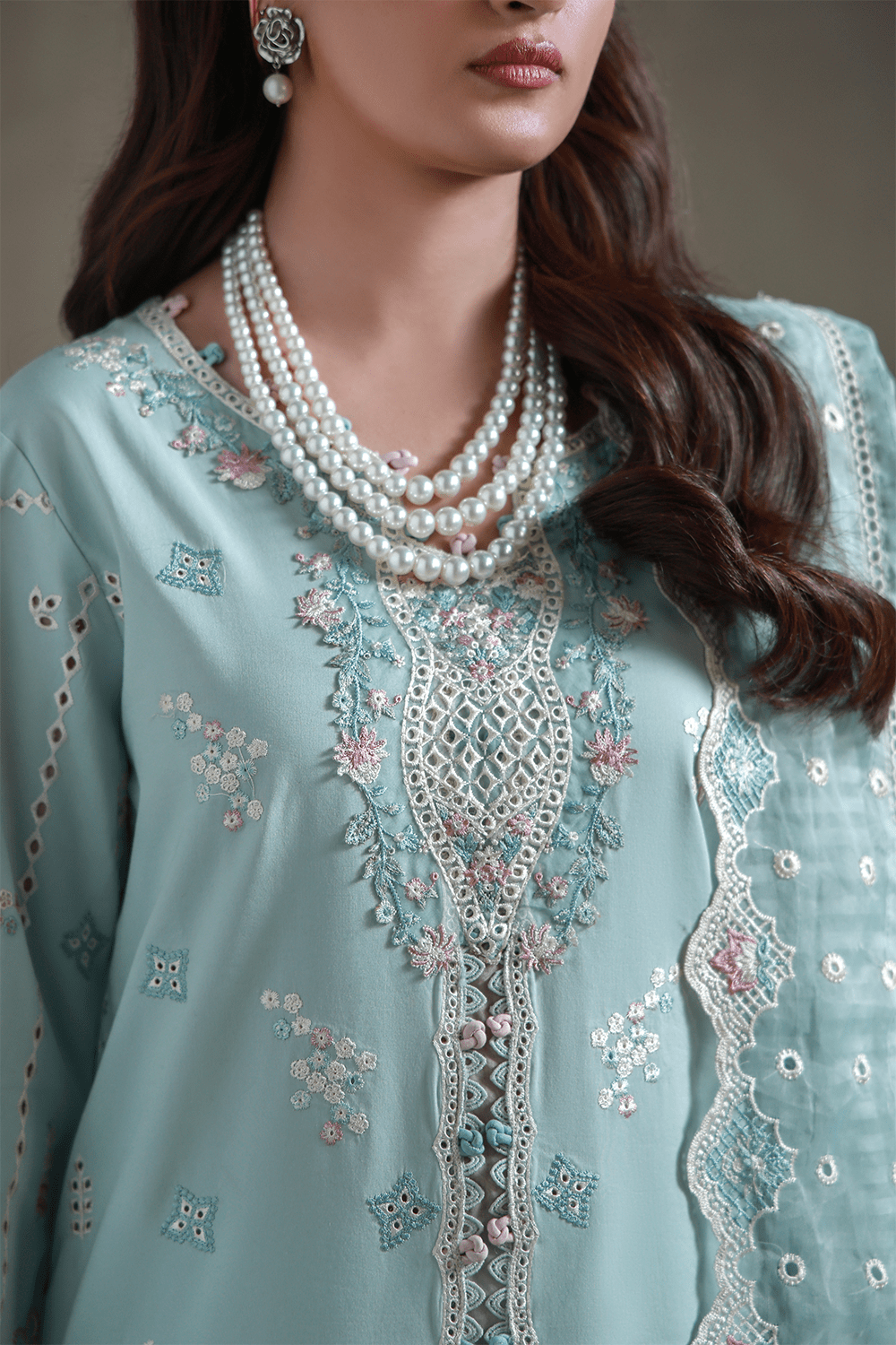 Aabyaan | Saagar Luxury Festive Lawn 26 | AABAN (AL-10)-Brand:Aabyaan-Type:Ladies Clothes-Ice Blue-Lawn-House of Maryam- Buy in UK, USA
