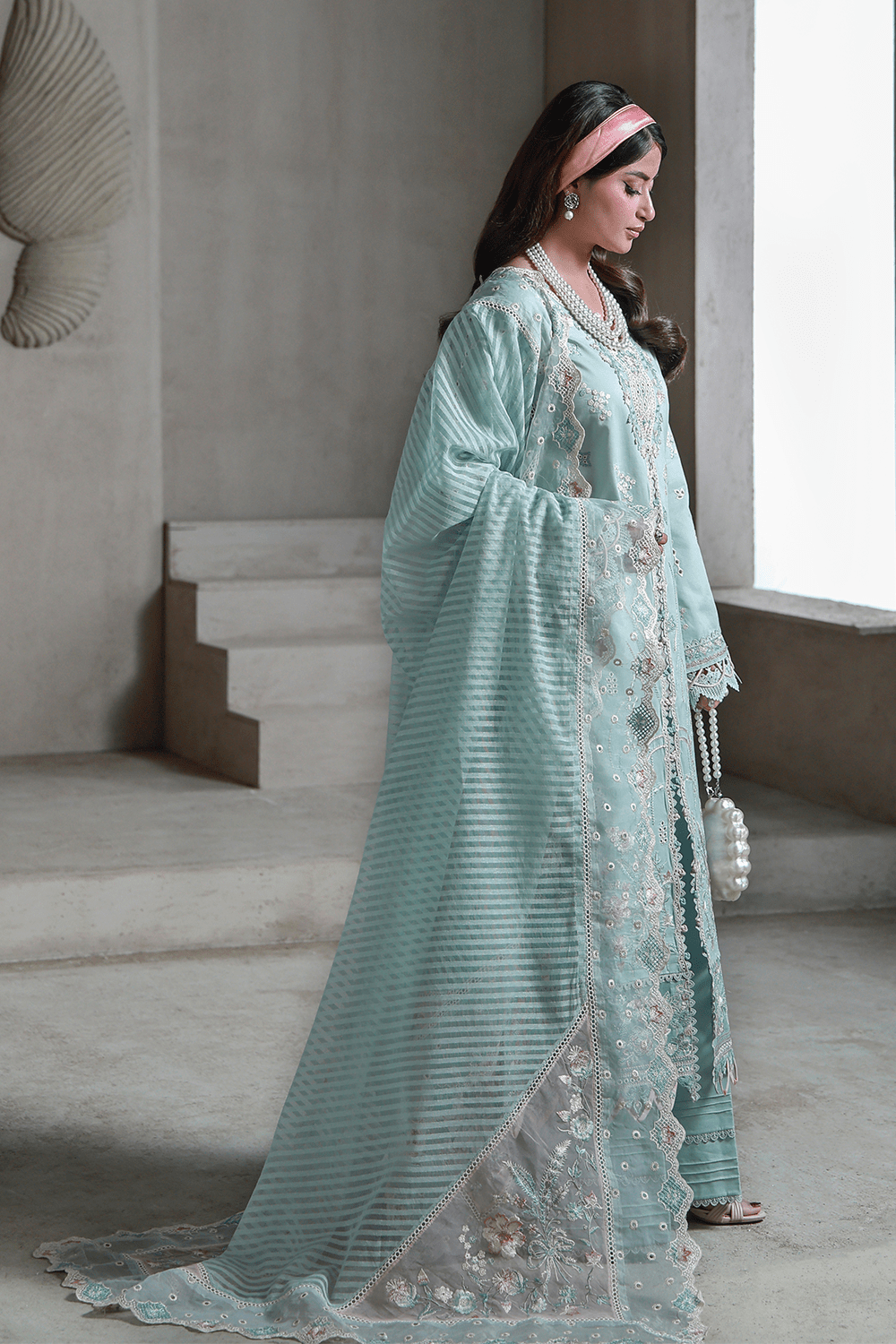 Aabyaan | Saagar Luxury Festive Lawn 26 | AABAN (AL-10)-Brand:Aabyaan-Type:Ladies Clothes-Ice Blue-Lawn-House of Maryam- Buy in UK, USA