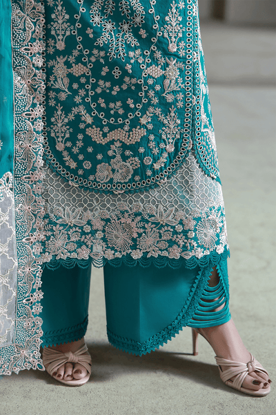 Aabyaan | Saagar Luxury Festive Lawn 26 | AYZEL (AL-07)-Brand:Aabyaan-Type:Ladies Clothes-Emerald Green-Lawn-House of Maryam- Buy in UK, USA
