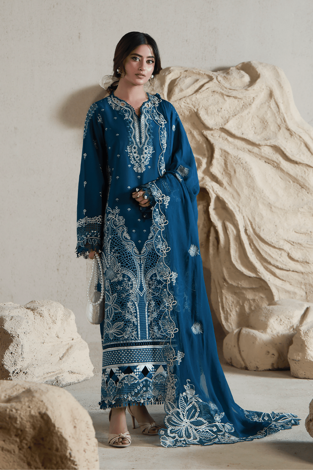 Aabyaan | Saagar Luxury Festive Lawn 26 | INAYA (AL-09)-Brand:Aabyaan-Type:Ladies Clothes-Deep Teal-Lawn-House of Maryam- Buy in UK, USA