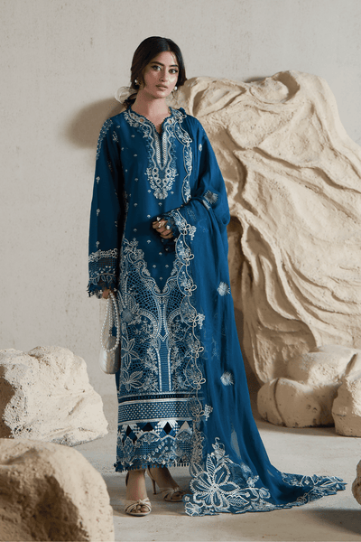 Aabyaan | Saagar Luxury Festive Lawn 26 | INAYA (AL-09)-Brand:Aabyaan-Type:Ladies Clothes-Deep Teal-Lawn-House of Maryam- Buy in UK, USA
